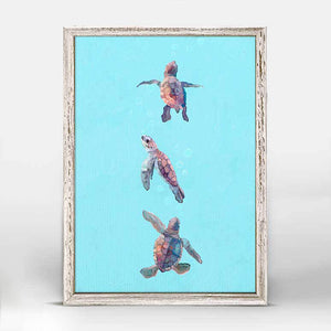 Swimming Baby Turtles Mini Framed Canvas-Mini Framed Canvas-Jack and Jill Boutique