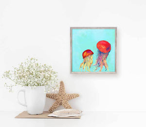 Swimming Jellyfish Mini Framed Canvas-Mini Framed Canvas-Jack and Jill Boutique