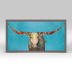 Swinging Tail Longhorn Mini Framed Canvas-Mini Framed Canvas-Jack and Jill Boutique
