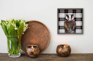 Tartan - Badger Mini Framed Canvas-Mini Framed Canvas-Jack and Jill Boutique