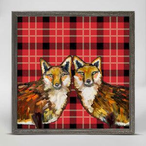 Tartan - Fox Duo Mini Framed Canvas-Mini Framed Canvas-Jack and Jill Boutique
