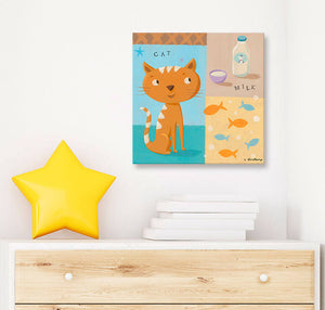 The Cat Takes Milk Wall Art-Wall Art-14x14 Canvas-Jack and Jill Boutique