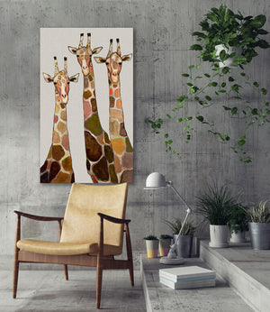 Three Giraffes on Cream Canvas Wall Art-Wall Art-Jack and Jill Boutique