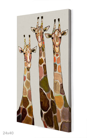 Three Giraffes on Cream Canvas Wall Art-Wall Art-Jack and Jill Boutique