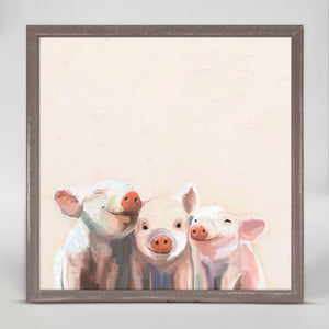 Three Little Piggies On Pink Mini Framed Canvas-Mini Framed Canvas-Jack and Jill Boutique