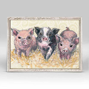 Three Piglets Mini Framed Canvas-Mini Framed Canvas-Jack and Jill Boutique