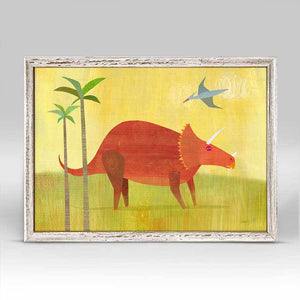 Totally Triceratops Mini Framed Canvas-Mini Framed Canvas-Jack and Jill Boutique