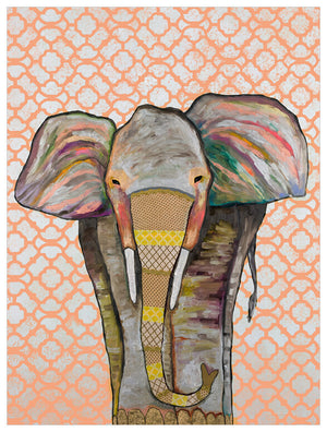 Trendy Trunk on Patterned Coral Wall Art-Wall Art-Jack and Jill Boutique