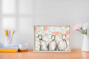Trio of Goats - Floral Mini Framed Canvas-Mini Framed Canvas-Jack and Jill Boutique