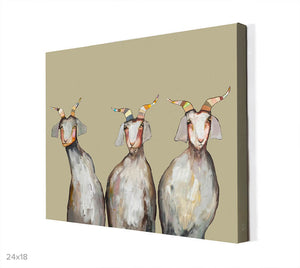 Trio of Goats on Taupe Wall Art-Wall Art-Jack and Jill Boutique