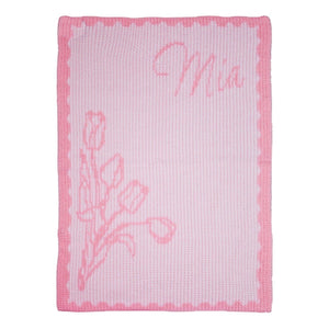 Tulips & Name Personalized Stroller Blanket or Baby Blanket-Baby Blanket-Jack and Jill Boutique