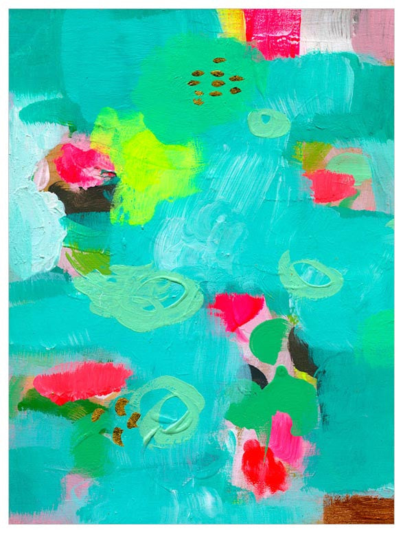 Turquoise Lime Rose Wall Art-Wall Art-Jack and Jill Boutique