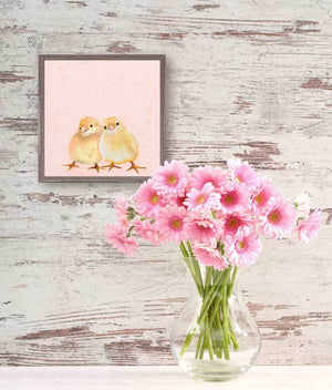 Two Chicks On Pink Mini Framed Canvas-Mini Framed Canvas-Jack and Jill Boutique