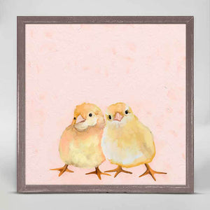 Two Chicks On Pink Mini Framed Canvas-Mini Framed Canvas-Jack and Jill Boutique
