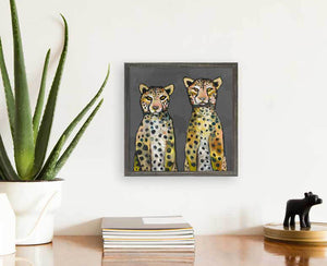 Two Wild Cheetahs Mini Framed Canvas-Mini Framed Canvas-Jack and Jill Boutique