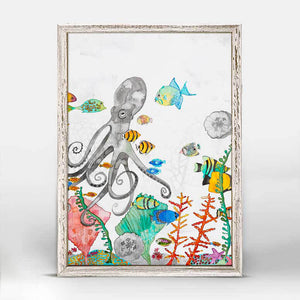 Underwater Garden - Octopus Mini Framed Canvas-Mini Framed Canvas-Jack and Jill Boutique