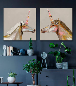 Unicorn With Leather Mane - Champagne Wall Art-Wall Art-Jack and Jill Boutique