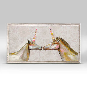 Unicorns With Patterned Horns - Floral Mini Framed Canvas-Mini Framed Canvas-Jack and Jill Boutique