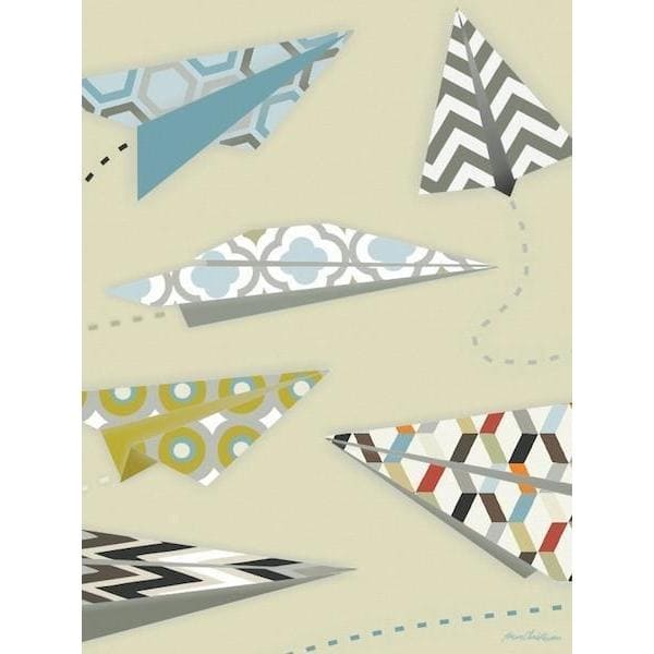 Up and Away Paper Airplanes | Children's Art Collection | Canvas Art Prints-Canvas Wall Art-Jack and Jill Boutique