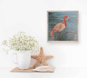 Wading Flamingo Mini Framed Canvas-Mini Framed Canvas-Jack and Jill Boutique