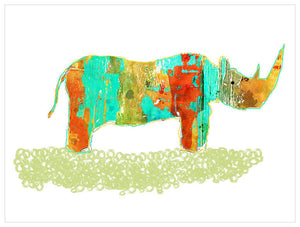 Watercolor Safari - Rhino Wall Art-Wall Art-Jack and Jill Boutique