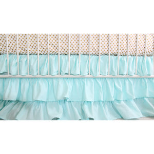 Waterfall Ruffle 3 Tier Crib Skirt | Solid Aqua-Crib Skirt-Default-Jack and Jill Boutique