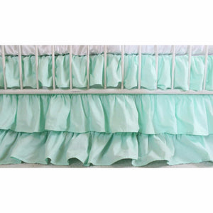 Waterfall Ruffle 3 Tier Crib Skirt | Solid Mint-Crib Skirt-Jack and Jill Boutique