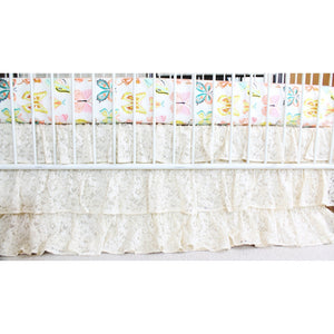 Waterfall Ruffle 3 Tier Crib Skirt | Vintage Lace Ivory-Crib Skirt-Default-Jack and Jill Boutique
