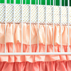 Waterfall Ruffle 3 Tier Skirt | Coral Gradient Ruffle Crib Skirt-Crib Skirt-Jack and Jill Boutique