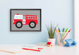 Ways to Wheel - Little Red Fire Engine Mini Framed Canvas-Mini Framed Canvas-Jack and Jill Boutique