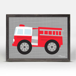 Ways to Wheel - Little Red Fire Engine Mini Framed Canvas-Mini Framed Canvas-Jack and Jill Boutique