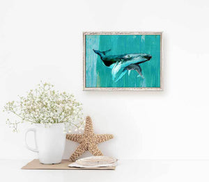 Whale & Calf Mini Framed Canvas-Mini Framed Canvas-Jack and Jill Boutique