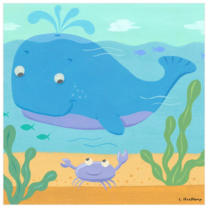 Whale & Crab Wall Art-Wall Art-14x14 Canvas-Jack and Jill Boutique