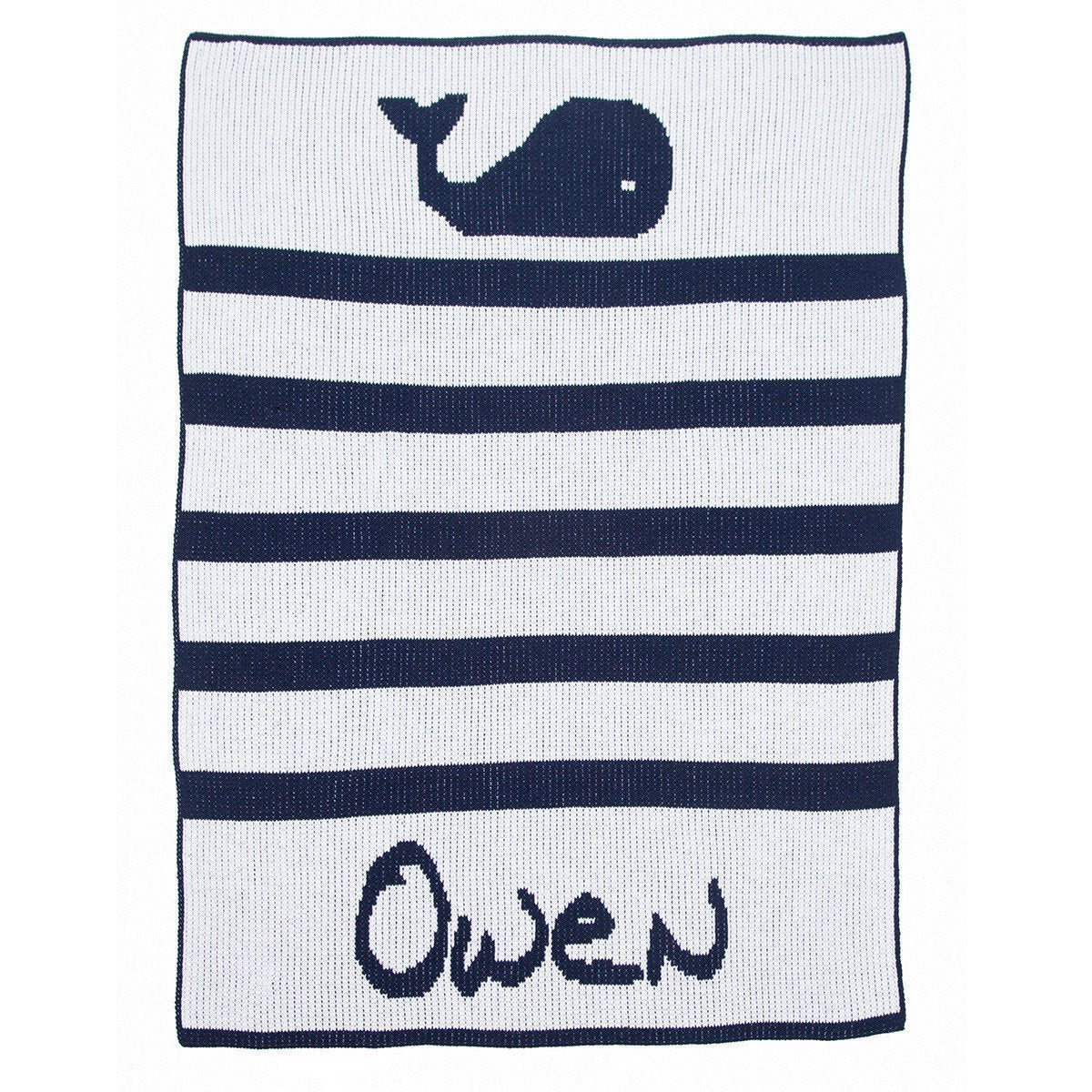 Whales & Stripes Personalized Stroller Blanket or Baby Blanket-Baby Blanket-Jack and Jill Boutique