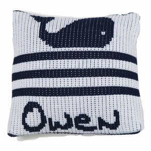 Whales & Stripes Personalized Pillow-Pillow-Default-Jack and Jill Boutique