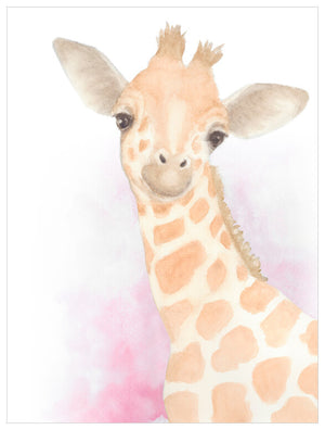 Whimsical Watercolor - Giraffe On Pink Wall Art-Wall Art-Jack and Jill Boutique