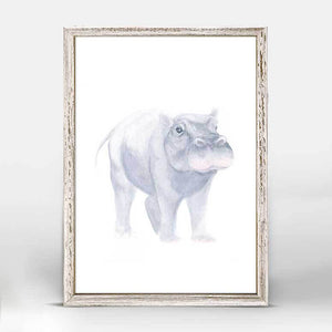 Whimsical Watercolor - Hippo Mini Framed Canvas-Mini Framed Canvas-Jack and Jill Boutique