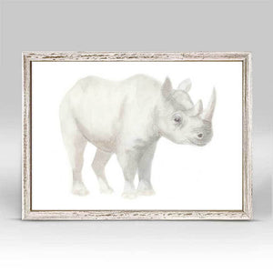 Whimsical Watercolor - Rhino Mini Framed Canvas-Mini Framed Canvas-Jack and Jill Boutique