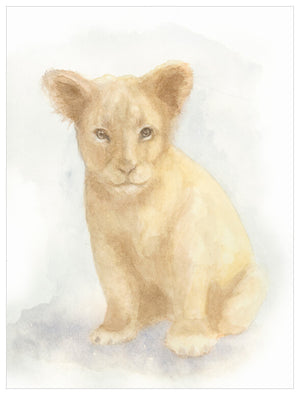 Whimsical Watercolor - Safari Lion Cub Wall Art-Wall Art-Jack and Jill Boutique