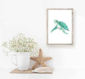 Whimsical Watercolor - Sea Turtle Mini Framed Canvas-Mini Framed Canvas-Jack and Jill Boutique