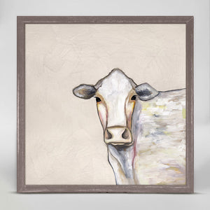 White Cow Mini Framed Canvas-Mini Framed Canvas-Jack and Jill Boutique