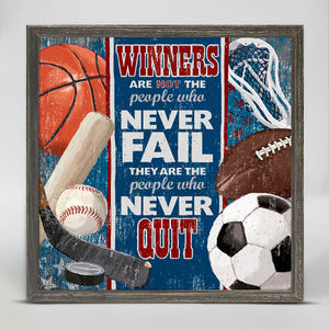 Winners Never Quit Mini Framed Canvas-Mini Framed Canvas-Jack and Jill Boutique