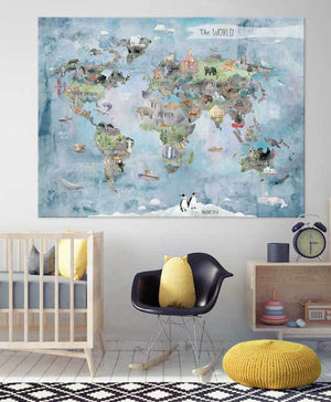 Wonderful World Map Wall Art-Wall Art-Jack and Jill Boutique