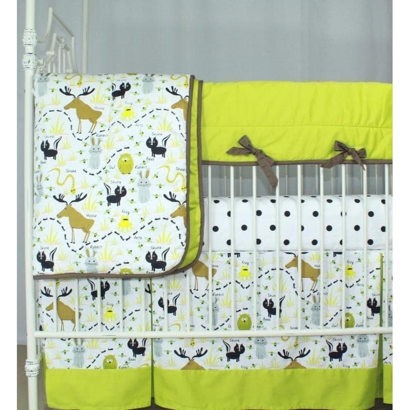 Woodland Animals Baby Bedding | Green, White, Gray, Amber and Clay Crib Comforter-Baby Blanket-Jack and Jill Boutique