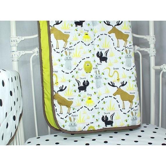 Woodland Animals Baby Bedding | Green, White, Gray, Amber and Clay Crib Comforter-Baby Blanket-Jack and Jill Boutique