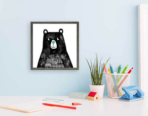 Woodland Friends - Hey Bear Mini Framed Canvas-Mini Framed Canvas-Jack and Jill Boutique