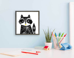 Woodland Friends - Little Raccoon Mini Framed Canvas-Mini Framed Canvas-Jack and Jill Boutique