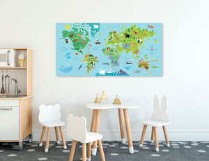 World Map Animal Pals Wall Art-Wall Art-Jack and Jill Boutique