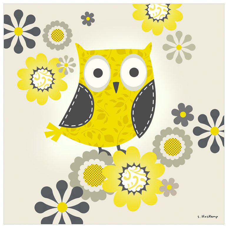 Yellow and Grey Owl Wall Art-Wall Art-Jack and Jill Boutique