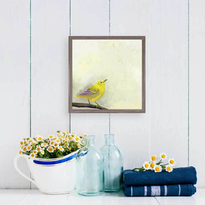 Yellow Bird On Branch Mini Framed Canvas-Mini Framed Canvas-Jack and Jill Boutique